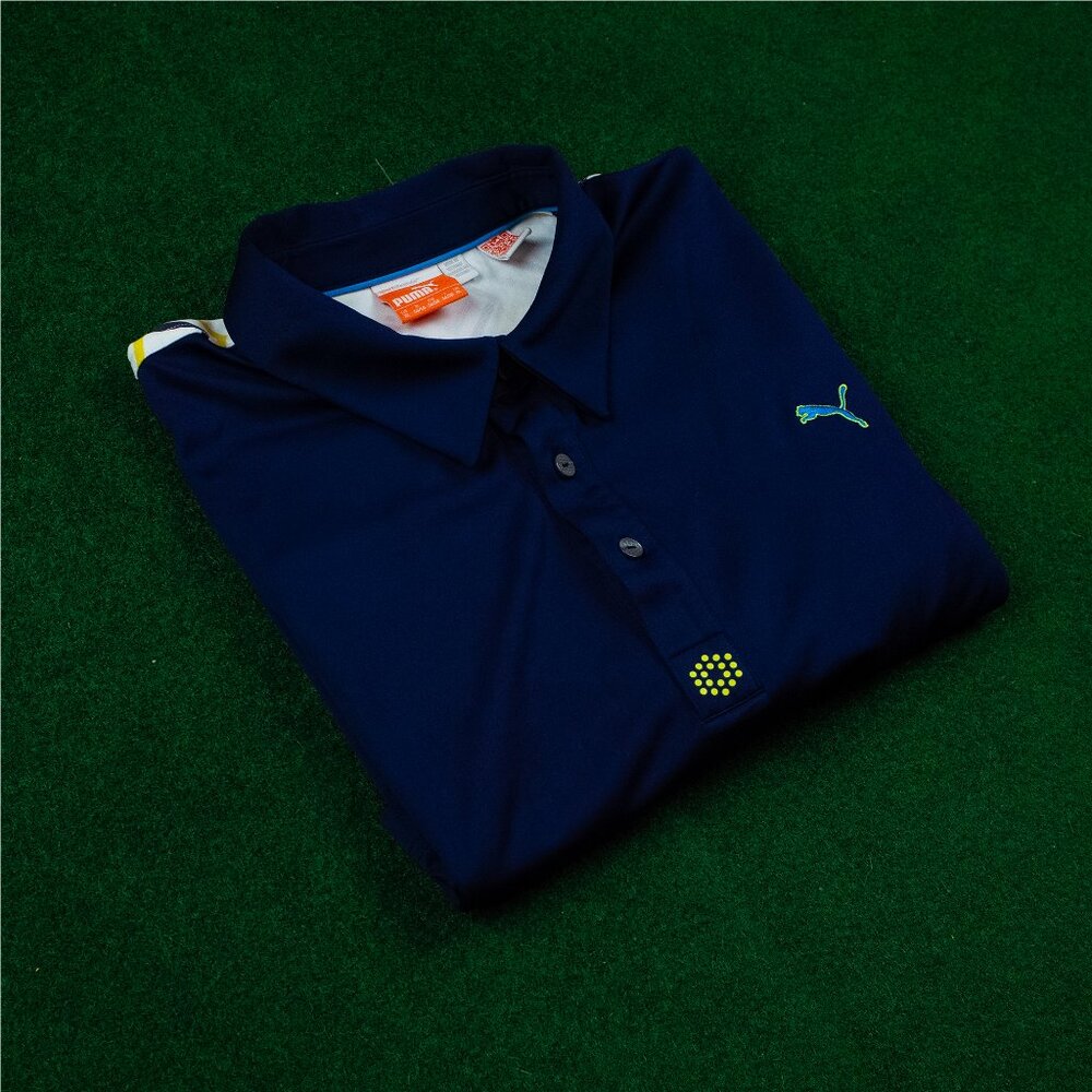 PUMA Golf Dark Blue Polo w/ Back Pattern